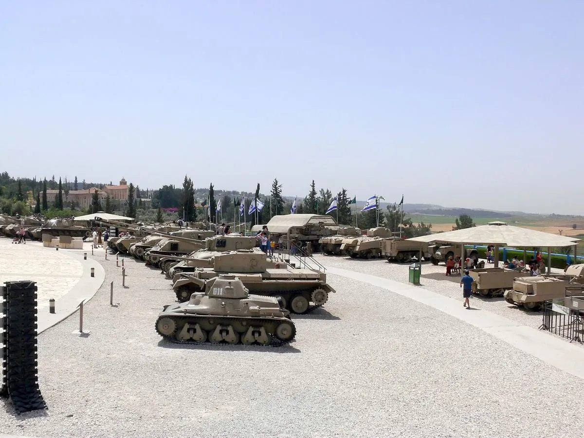 Tanks on display at the armored corps museum at Latrun