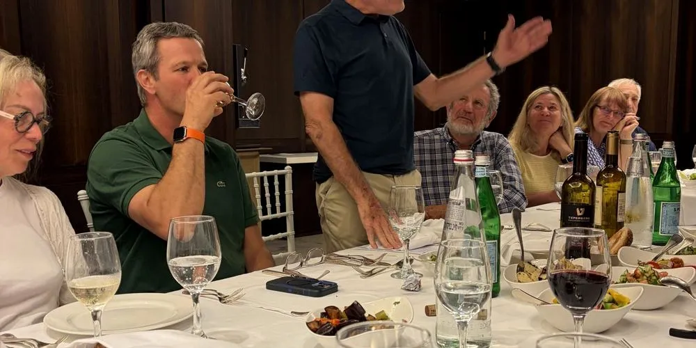 Participants at a group dinner