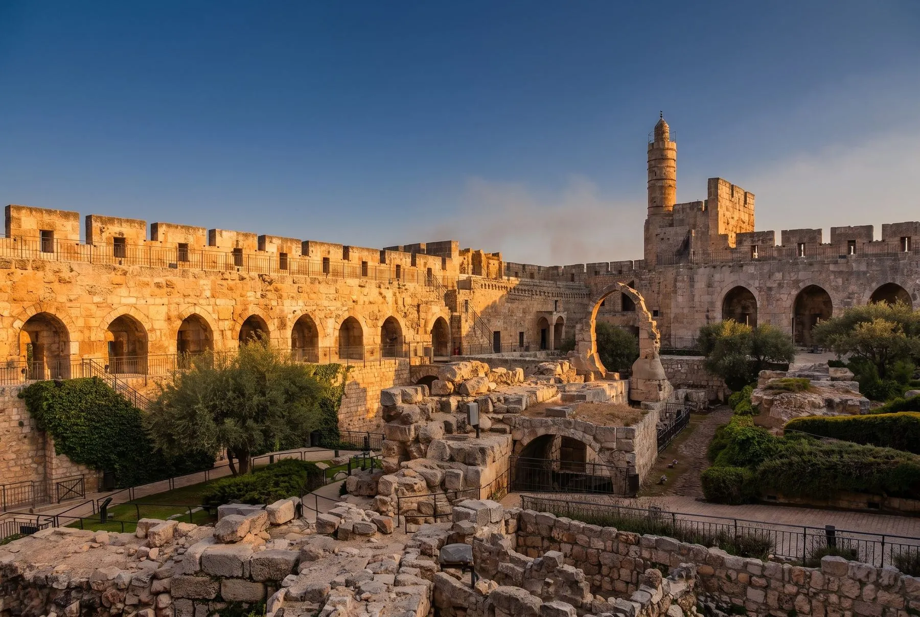 The Tower of David in Jerusalem at dusk